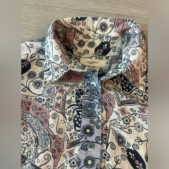 Isabel Marant Etoile Ussaya Ecru Floral Printed Long Button Down Oversized US6 - Picture 5 of 9